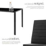 Table à manger avec chaises - TECTAKE - Ensemble dîner BERLIN 4 sièges rembourrés avec revêtement en cuir synthétique - Noir – Image 3