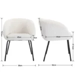 Wahson Fauteuil de Coiffeuse en Fausse Fourrure, Fauteuil de Salon avec Pied Métal Fauteuil en Bouclette Fauteuil Chambre, Blanc – Image 2