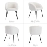 Wahson Fauteuil de Coiffeuse en Fausse Fourrure, Fauteuil de Salon avec Pied Métal Fauteuil en Bouclette Fauteuil Chambre, Blanc – Image 5