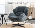 Wahson Fauteuil de Salon Pivotant Chaise Salon, Fauteuil Crapaud avec Cadre en Métal, Fauteuil Relax Pour Chambre, Chenille, Bleu – Image 6
