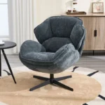 Wahson Fauteuil de Salon Pivotant Chaise Salon, Fauteuil Crapaud avec Cadre en Métal, Fauteuil Relax Pour Chambre, Chenille, Bleu