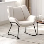 Wahson Fauteuils de Salon Confortable avec Assise Épais, Fauteuil Relax et Moderne avec Pied Métal pour Salon et Chambre, Lin,