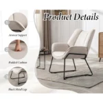 Wahson Fauteuils de Salon Confortable avec Assise Épais, Fauteuil Relax et Moderne avec Pied Métal pour Salon et Chambre, Lin, – Image 4
