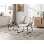 Wahson Fauteuils de Salon Confortable avec Assise Épais, Fauteuil Relax et Moderne avec Pied Métal pour Salon et Chambre, Lin, – Image 6