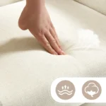 WOLTU Fauteuil Salon Scandinave, Fauteuil Cabriolet Relax, Rembourré en Lin, Pieds en Bois Massif, Beige – Image 6