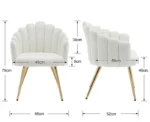 Wahson Fauteuil Salon Moderne avec Pied Doré, Fauteul de Salon Design, Fauteuil Coiffeuse pour Chambre, Fausse Fourrure, Blanc – Image 2