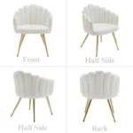 Wahson Fauteuil Salon Moderne avec Pied Doré, Fauteul de Salon Design, Fauteuil Coiffeuse pour Chambre, Fausse Fourrure, Blanc – Image 6